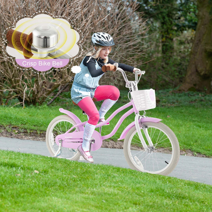 Costway 18" Kids Bike Toddler Bicycle Withtraining Wheel Kickstand For 4-8 Years Purple