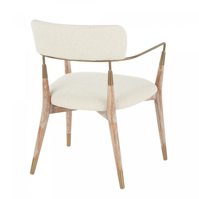 LumiSource Savannah Cream Fabric Contemporary Dining Chair - Set of 2