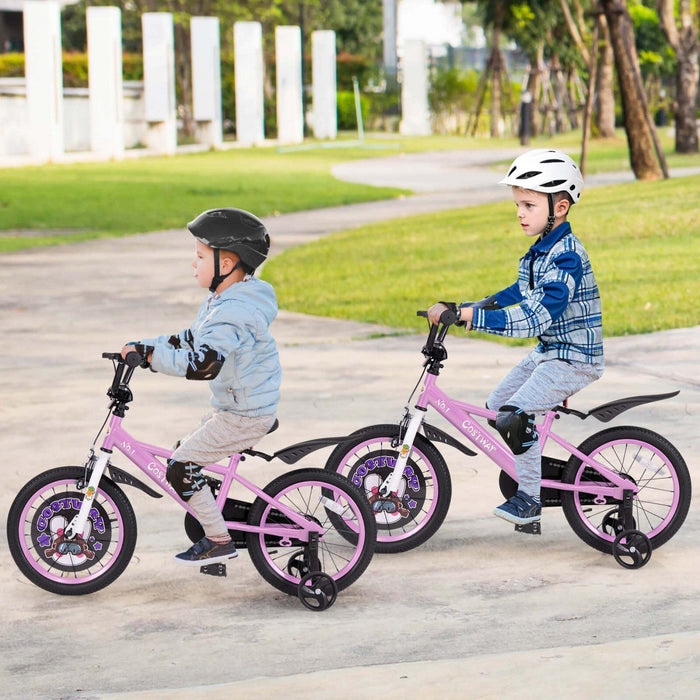 Costway 16" Kid's Bike For 4-7 With Height-adjustable Handlebar & Saddle Handbrake Purple