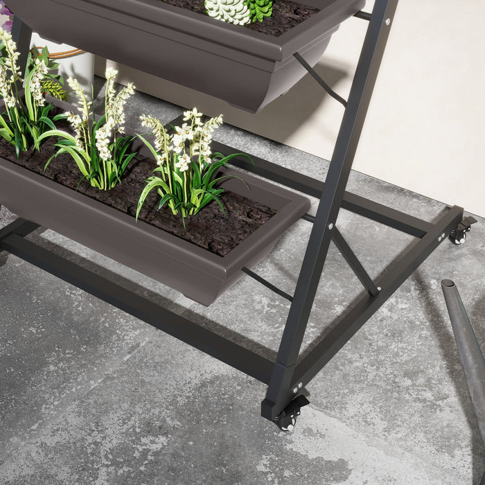 Outsunny 5-tier Vertical Raised Garden Bed With 5 Planter Boxes, Wheels, Outdoor Plant Stand Grow Co