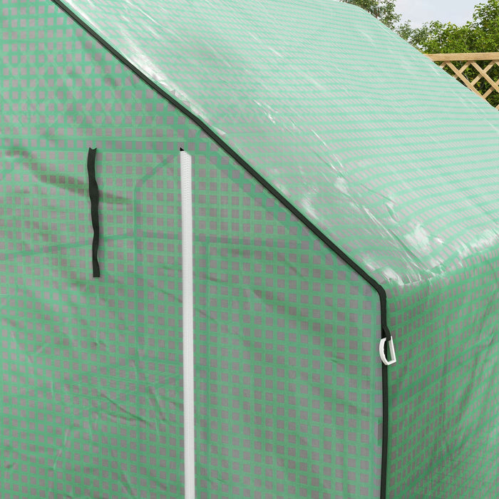 Outsunny 4.6' X 4.7' X 6.2' Walk-in Greenhouse With 3 Tier 8 Shelves, Outdoor Green House With Reinf