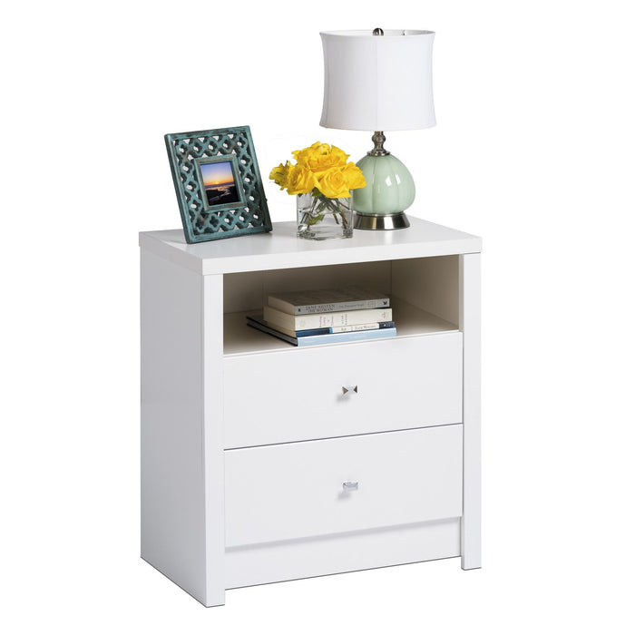 Calla Tall 2-Drawer Nightstand - White