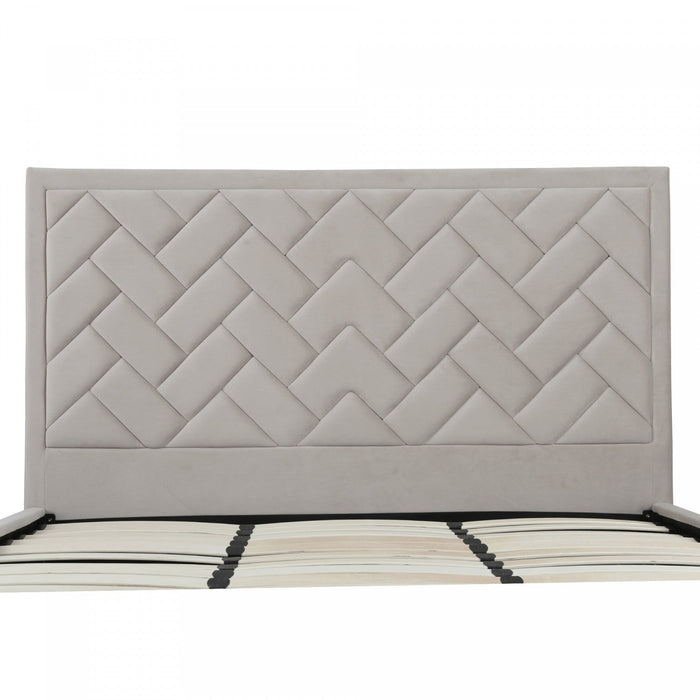 Crosby Modern Upholstered Velvet King Bed in Greige 