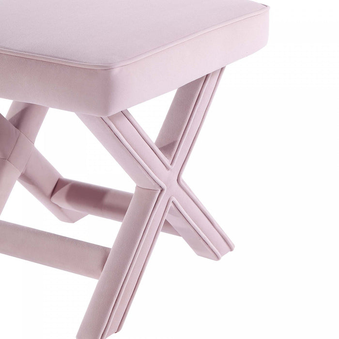 Abigail Mid-Century Modern Upholstered Velvet Accent Bench in Pink 