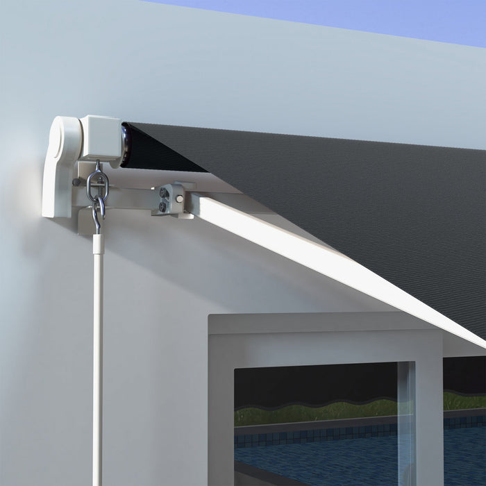 Outsunny 10' X 6.5' Retractable Awning With LED Lights, Uv40+, Dark Grey