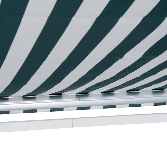 Outsunny 10' X 8' Manual Retractable Awning Shelter W/ Crank, Green Stripe
