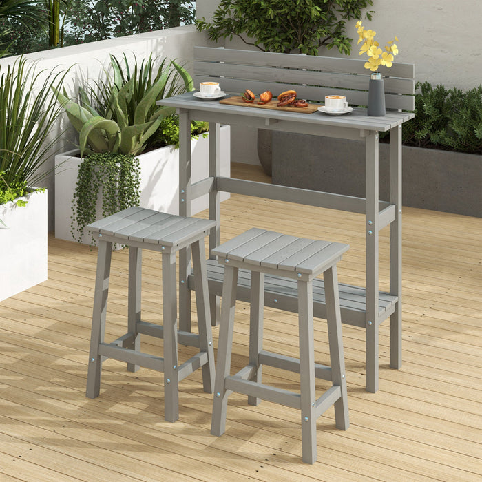 Outsunny 3 Piece Patio Bar Set With 43"h Bar Table And 2 Bar Stools