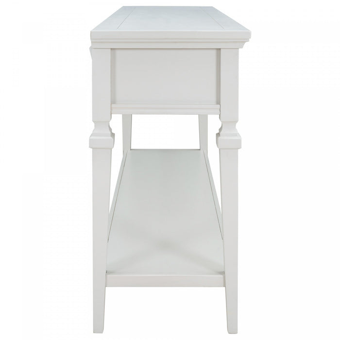 Sabina Solid Wood Console Table With 3 Drawers And Shelf - Antique White 