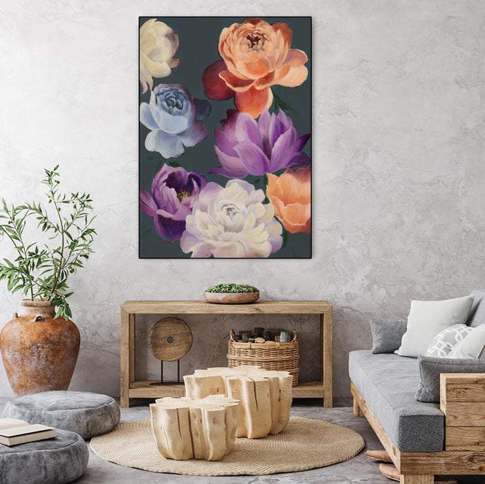 \"November Blooms\" Canvas Framed Black 18x24 Wall Art