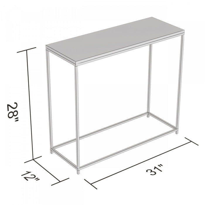 31” Modern Console Table - White With Black Metal 