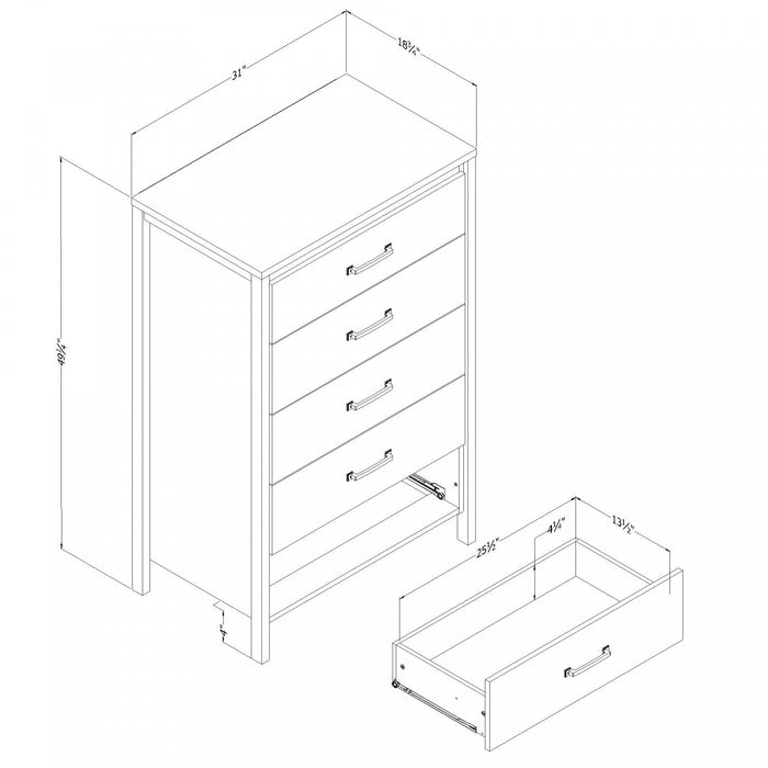 Gravity 5-drawer Chest - Pure White 