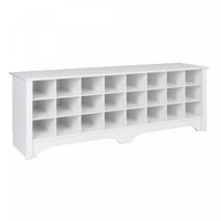 Twenty-Four Pair Shoe Storage Cubby Bench - White