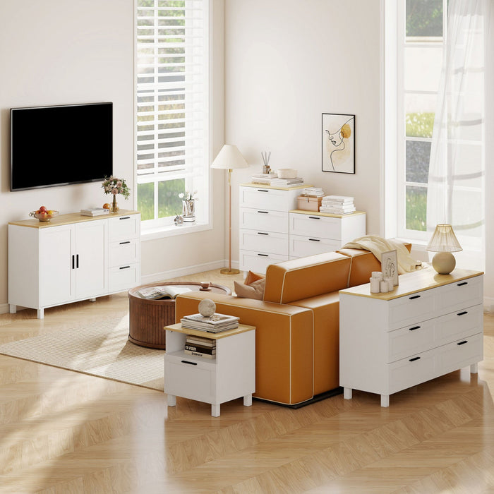 HOMCOM 47" Buffet Cabinet with Soft-Close Doors, Modern Sideboard, White