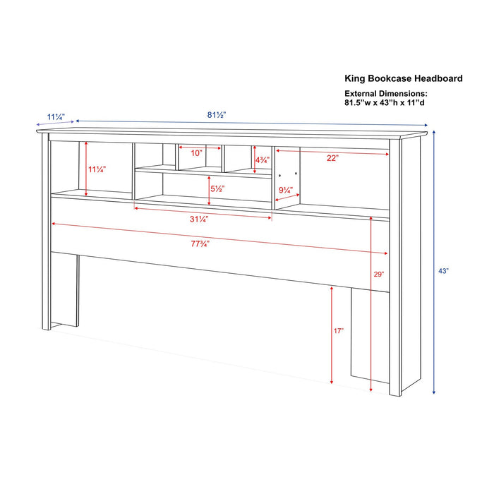 King Bookcase Headboard - Espresso