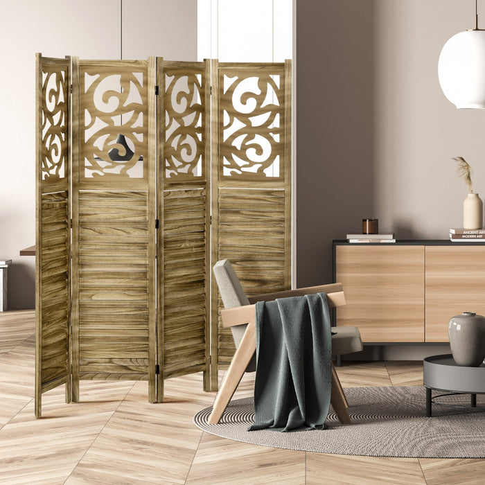 Homcom 4 Panel Room Divider, 5.6 Ft Folding Privacy Screens, Brown