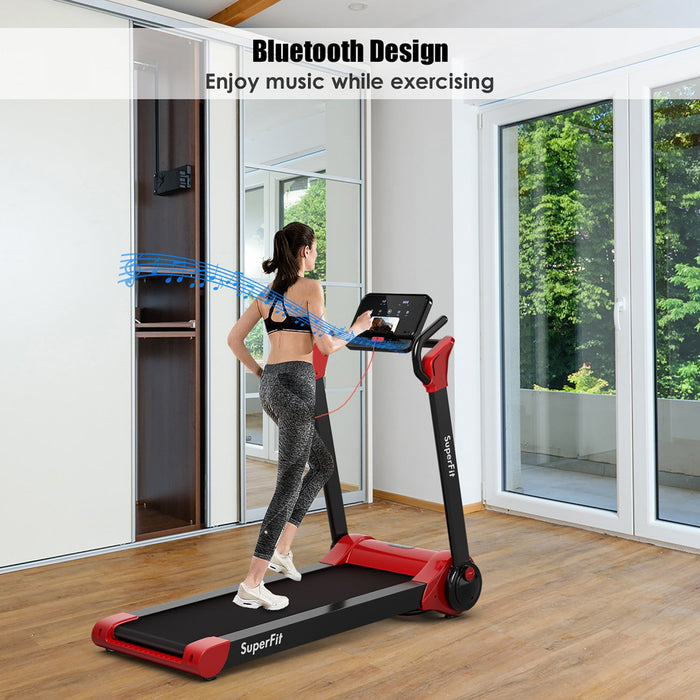 Superfit 2.25hp Folding Electric Motorized Treadmill W/ Speaker Red