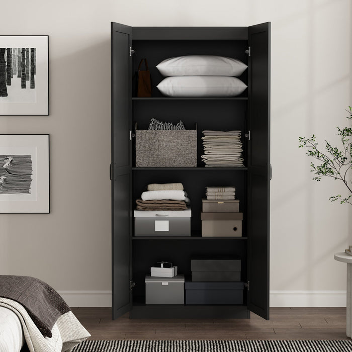 Cornelia Modern 30\" Storage Cabinet in Black (4-Shelf) 