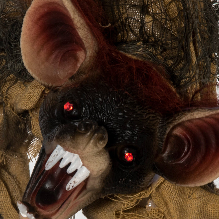 Outsunny 28" Animated Scare Prop Hanging Bat, Indoor Halloween Decorations