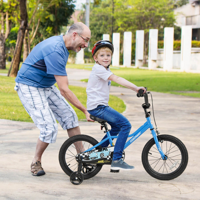 Costway 16" Kids Training Bike With Removable Training Wheels Pneumatic Tires Navy