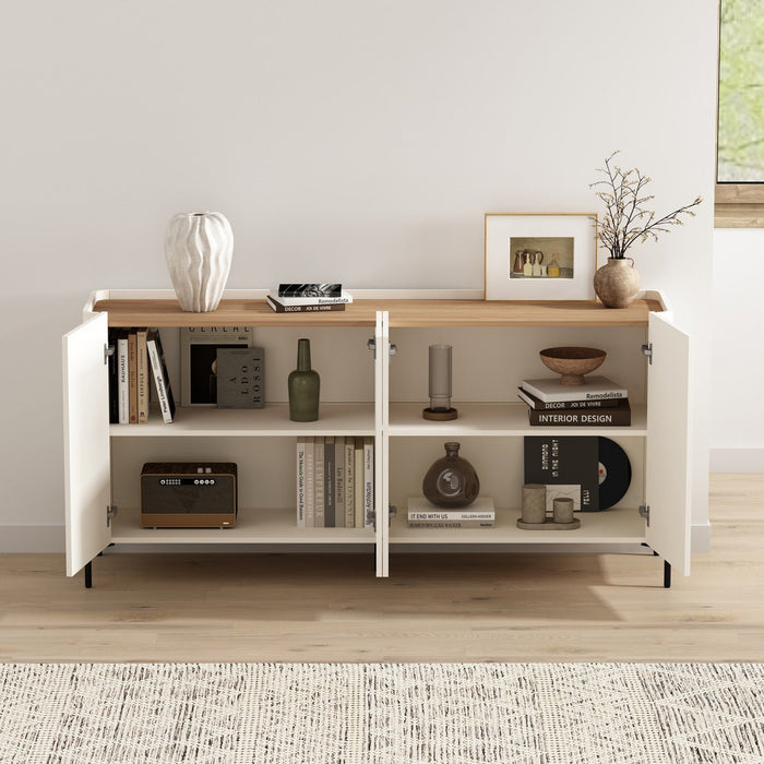 Abbey Modern 67\" Sideboard in Maple and Off White 