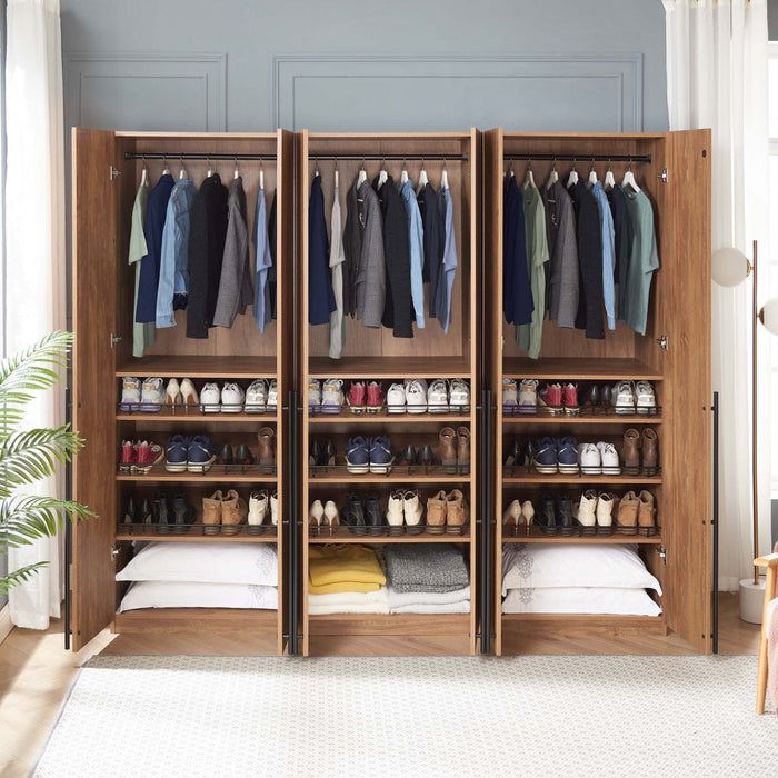 Lee Modern 32\" Wardrobe Closet in Golden Brown - Set of 3 Armoire 
