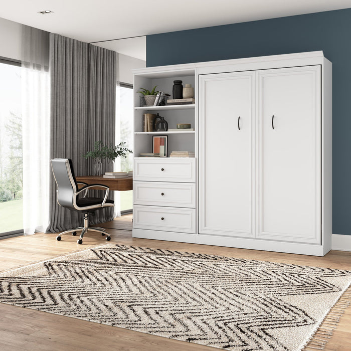 Bestar Versatile Full Murphy Bed Closet Organizer with Drawers (95 W) - White