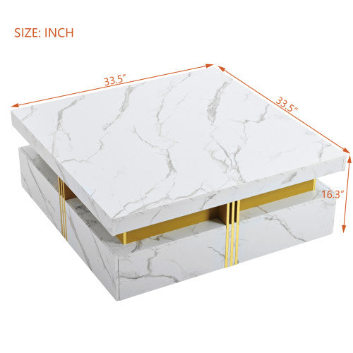 Marcia 33.5\" Square Engineered Wood Coffee Table With Storage Drawers - White 