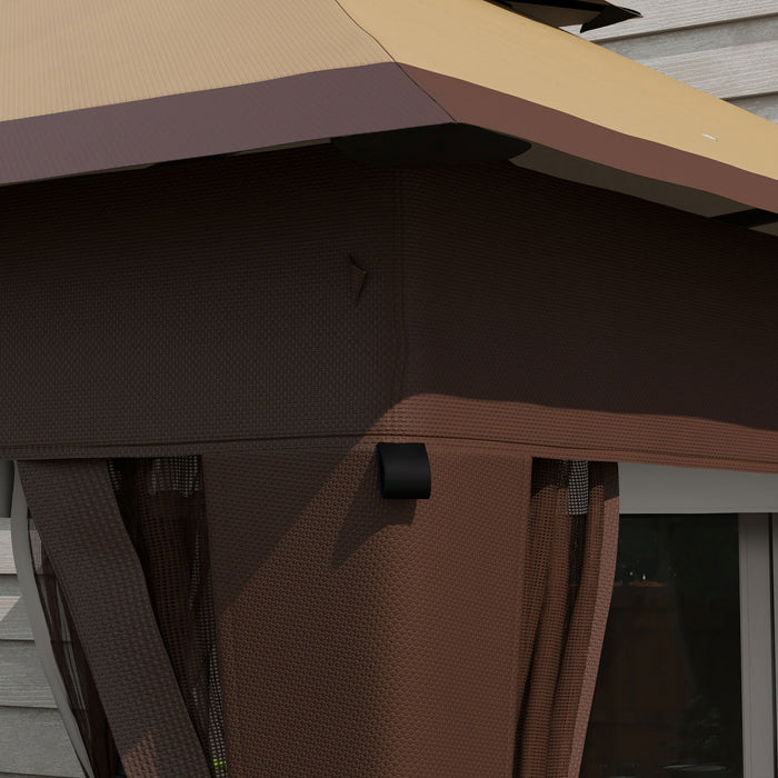 Outsunny 11x11ft Adjustable Pop Up Canopy W/ 1-button Push Mosquito Netting