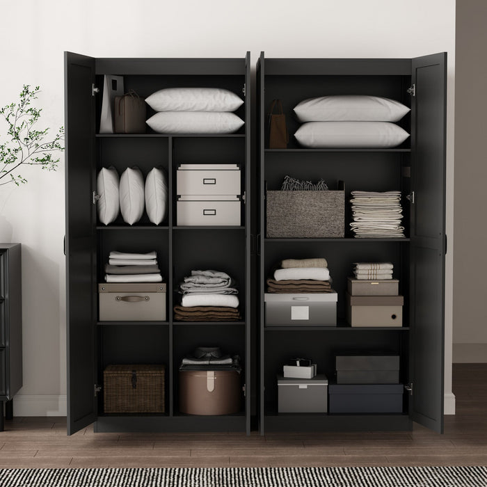 Cornelia Modern 2-Piece Wardrobe Closet in Black Armoire 