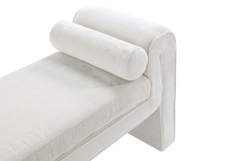 Concord Modern Glam Chenille Accent Bench in Ivory 