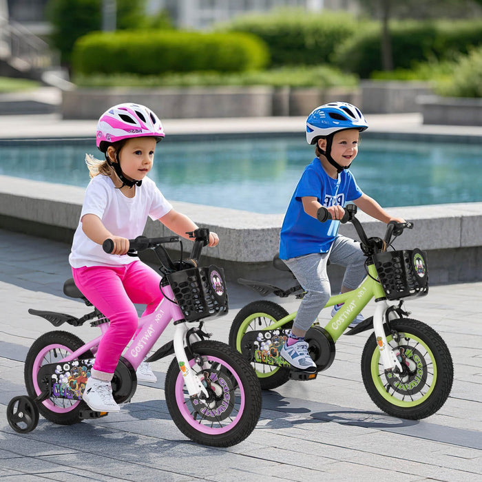 Costway 12" Kid's Bike For 3-4 With Height-adjustable Handlebar & Saddle Handbrake Green