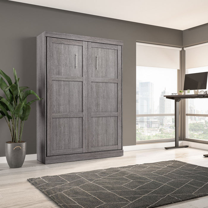 Bestar Pur Full Murphy 59-Inch Wall Bed - Bark Grey
