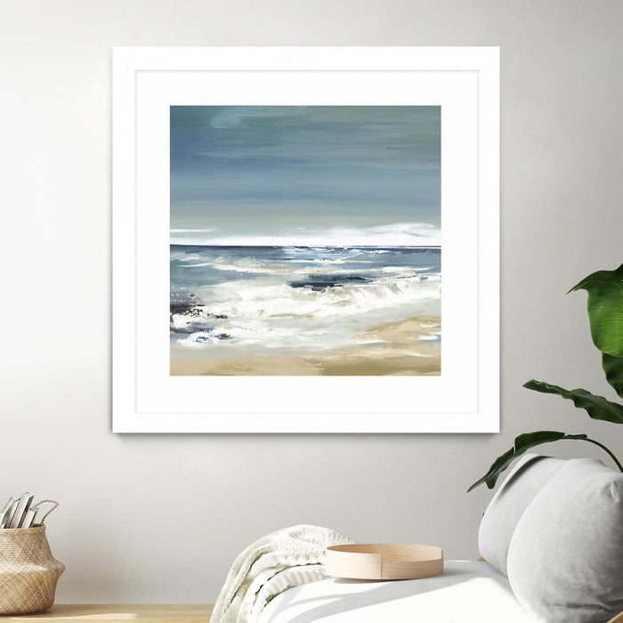 \"East Coast Ii\" Matted and Framed White 36x36 Wall Art