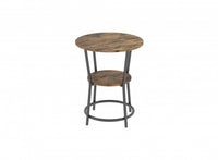End Table With 1 Shelf - Brown Reclaimed Wood Top With Black Metal