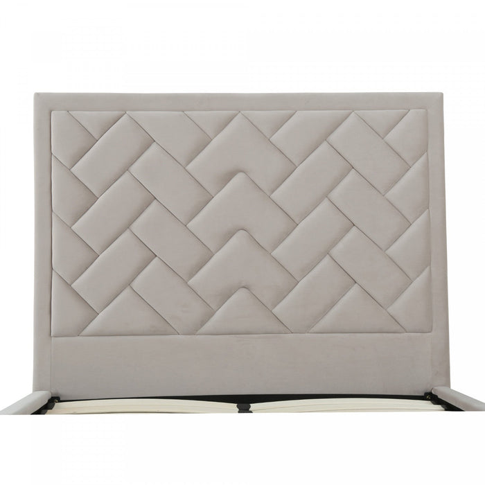 Crosby Modern Upholstered Velvet Full Bed in Greige 