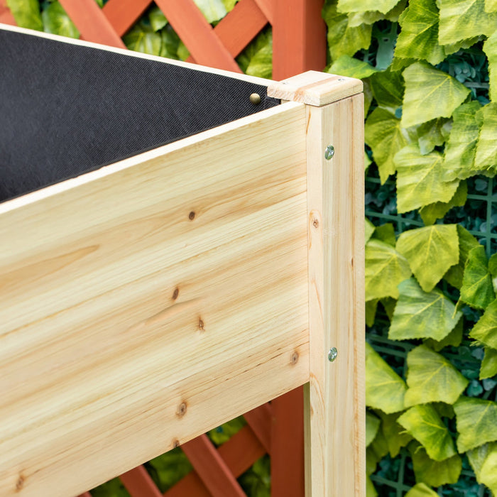 Outsunny 46'' X 24'' Raised Garden Bed, Wooden Elevated Planter Box With Non-woven Liner For Vegetab