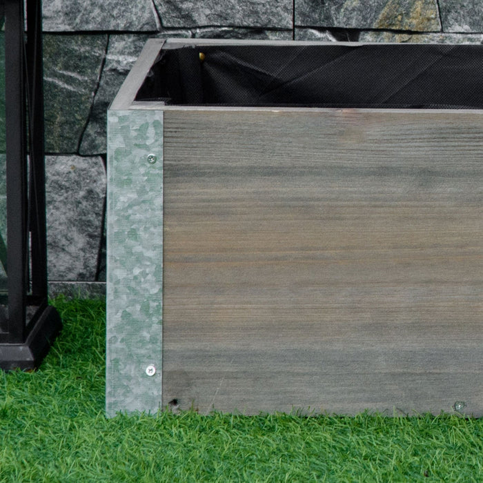 Outsunny 38\" X 12\" Raised Garden Bed Elevated Wooden Planter Box Outdoor For Backyard, Patio To Grow