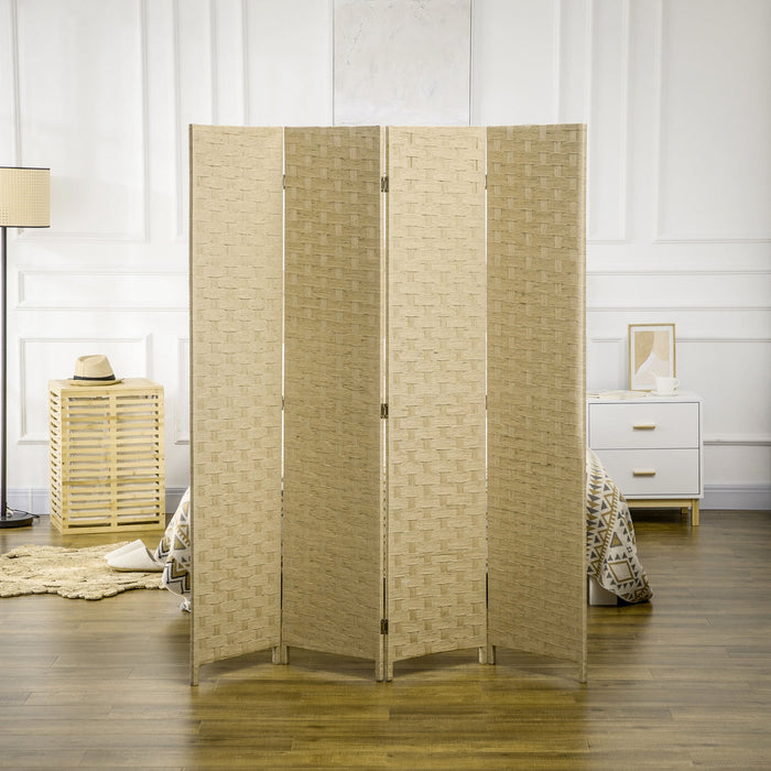 Homcom 4-panel Folding Divider Room, Wave Fiber Privacy Screen