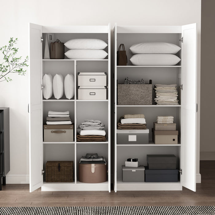 Cornelia Modern 2-Piece Wardrobe Closet in White Armoire 