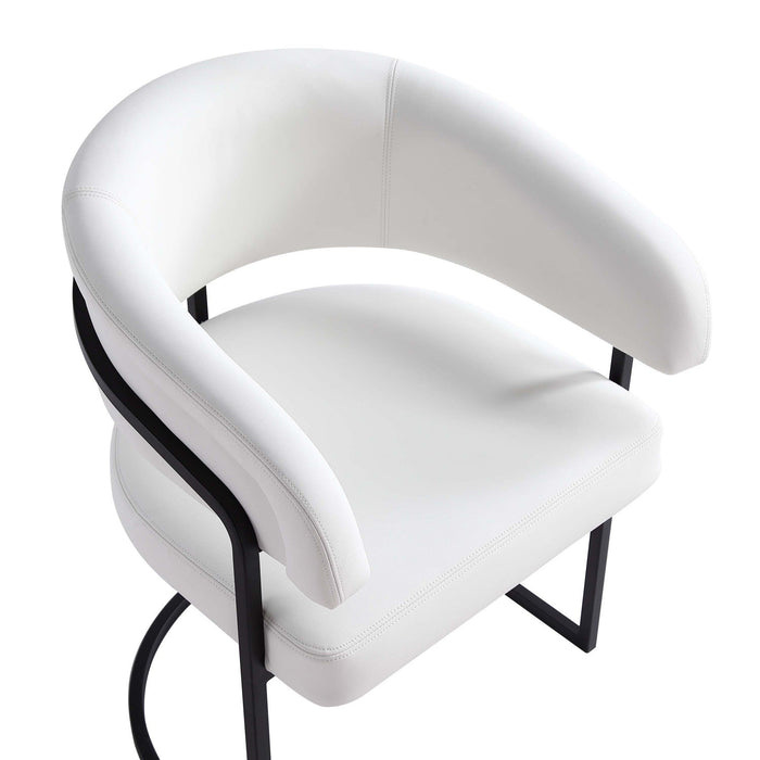 Augusta Modern Metal Vegan Leather Dining Chair in White - Set of 6 