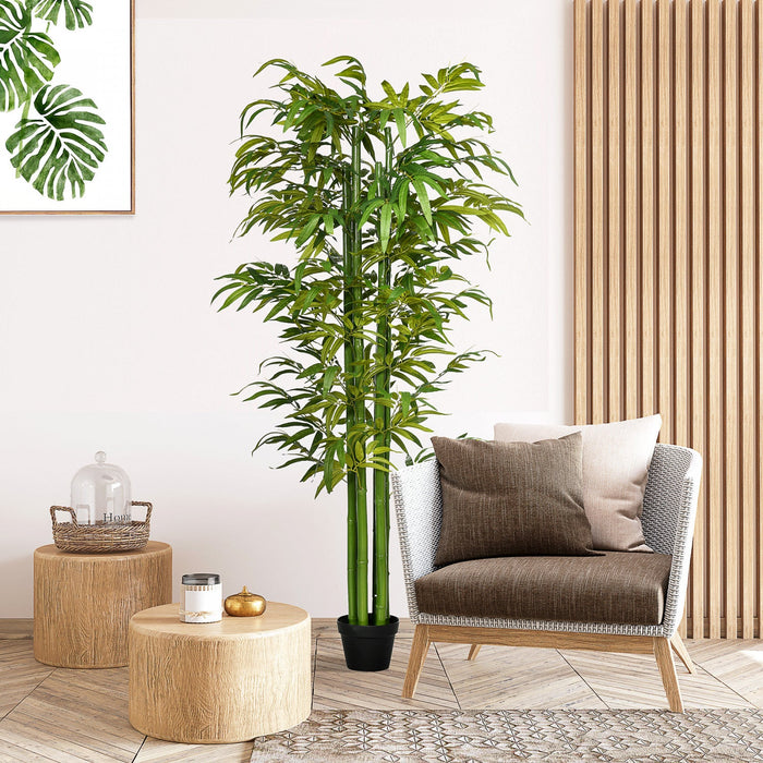 HOMCOM 6FT Artificial Bamboo Tree in Pot for Indoor, Green