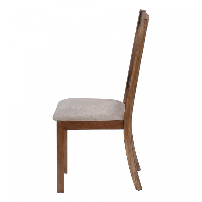 Dining Chair Set of 2 Kitchen Dining Room Brown Fabric Walnut Wood Frame Transitional