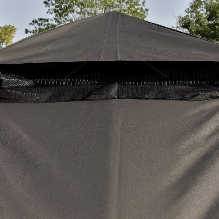 Outsunny 10' X 10' Outdoor Patio Gazebo Canopy With Double Tier Roof, Removable Mesh Curtains, Displ