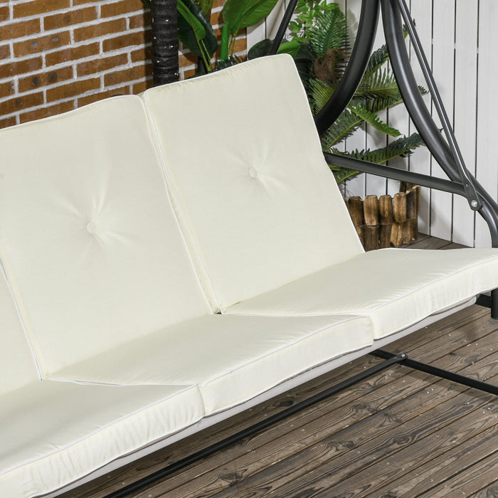 Outsunny 3 Seater Patio Swing Chair With Canopy Convertible Porch Swing Bed