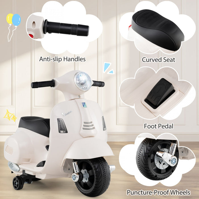 Costway Kids Ride On Motorcycle With Training Wheels Headlight Horn 6v Battery White