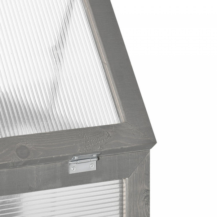Outsunny Wooden 2 Tier Cold Frame Greenhouse Polycarbonate Plant Grow House Portable Garden, Dark Gr