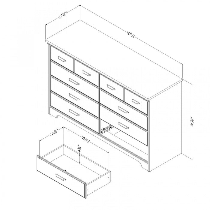 Versa 8-drawer Dresser - Weathered Oak 