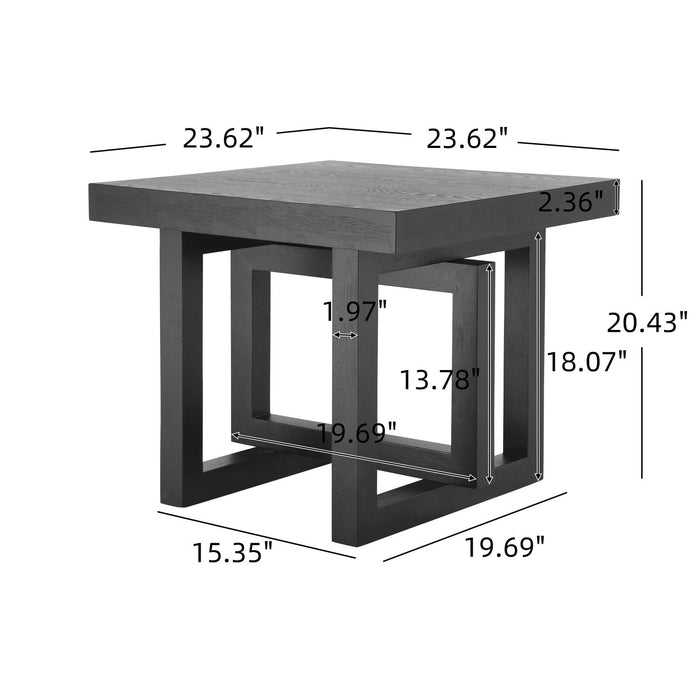 Ethan Rustic Solid Rubberwood End Table,Black  