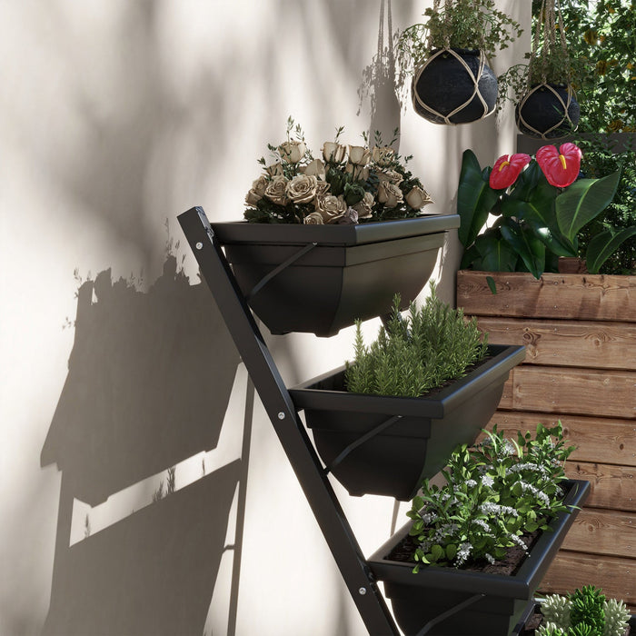 Outsunny 5-tier Raised Garden Bed With 5 Planter Boxes, Outdoor Plant Stand Grow Containers With Lea