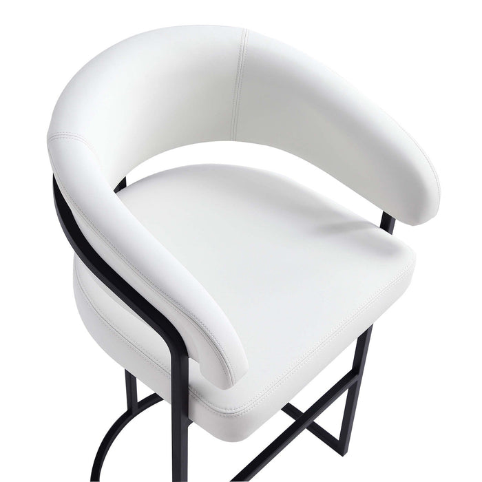 Augusta Modern Metal Upholstered Barstool in White - Set of 2 